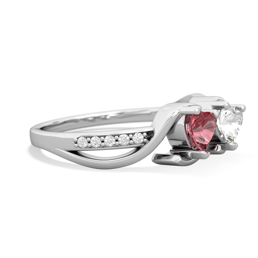 Pink Tourmaline Side By Side 14K White Gold ring R3090