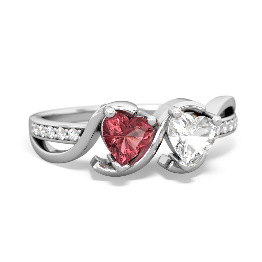 Pink Tourmaline Side By Side 14K White Gold ring R3090