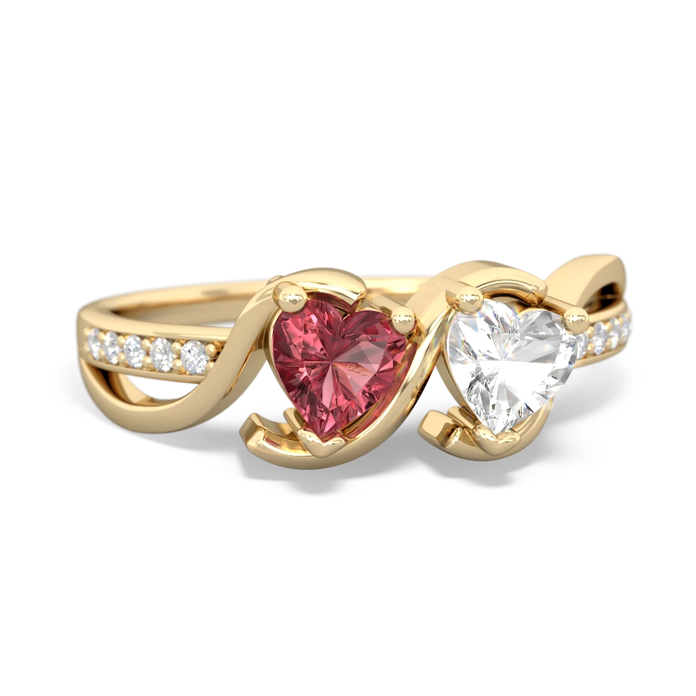 Pink Tourmaline Side By Side 14K Yellow Gold ring R3090