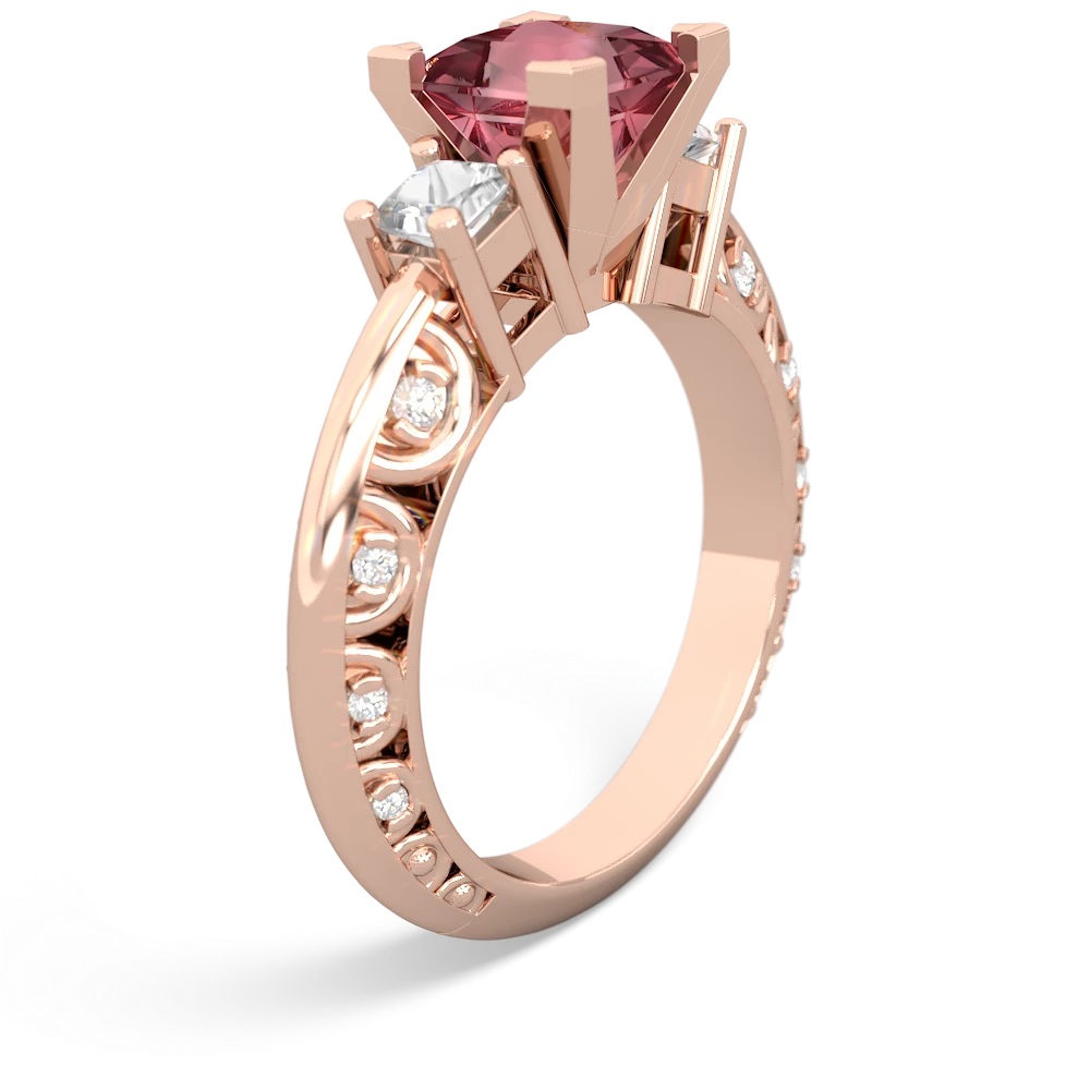 Pink Tourmaline Eternal Embrace Engagement 14K Rose Gold ring C2001