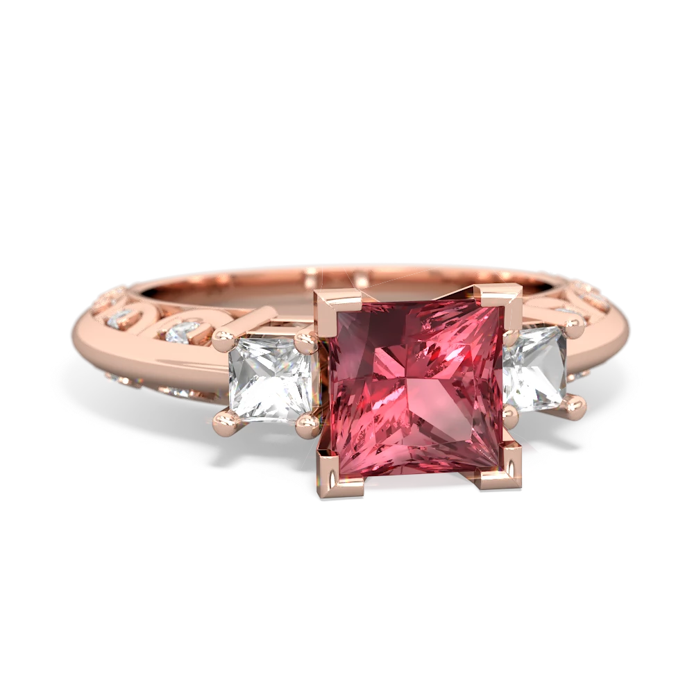 Pink Tourmaline Eternal Embrace Engagement 14K Rose Gold ring C2001