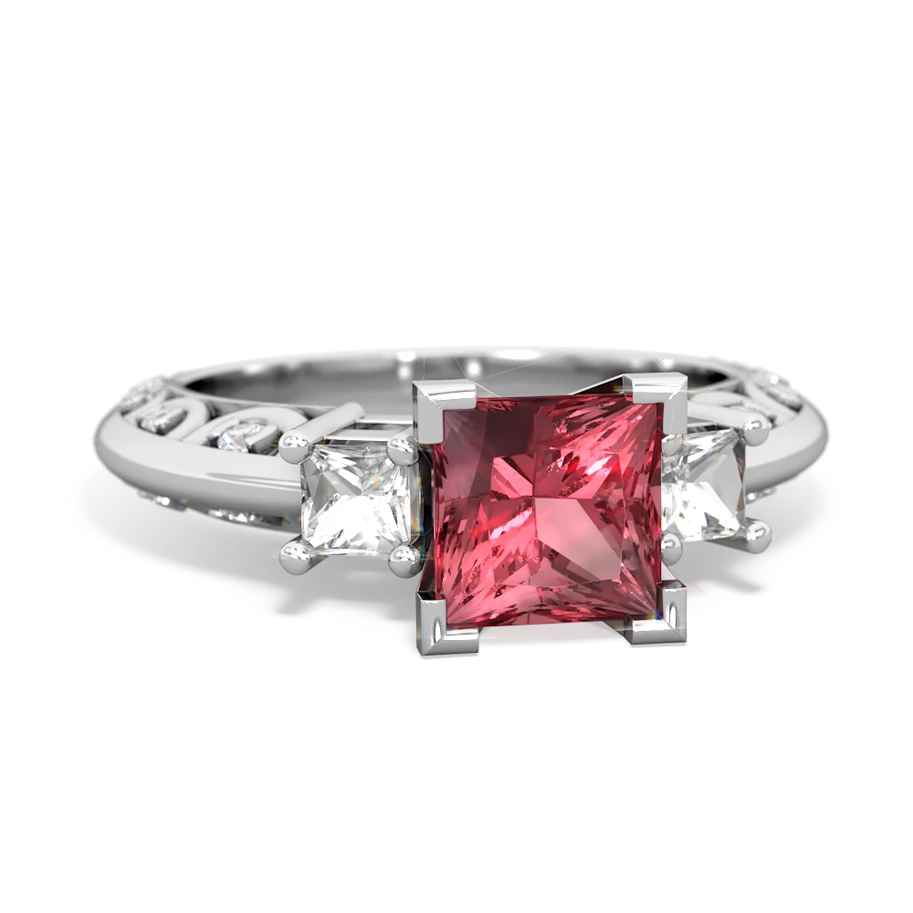 Pink Tourmaline Eternal Embrace Engagement 14K White Gold ring C2001