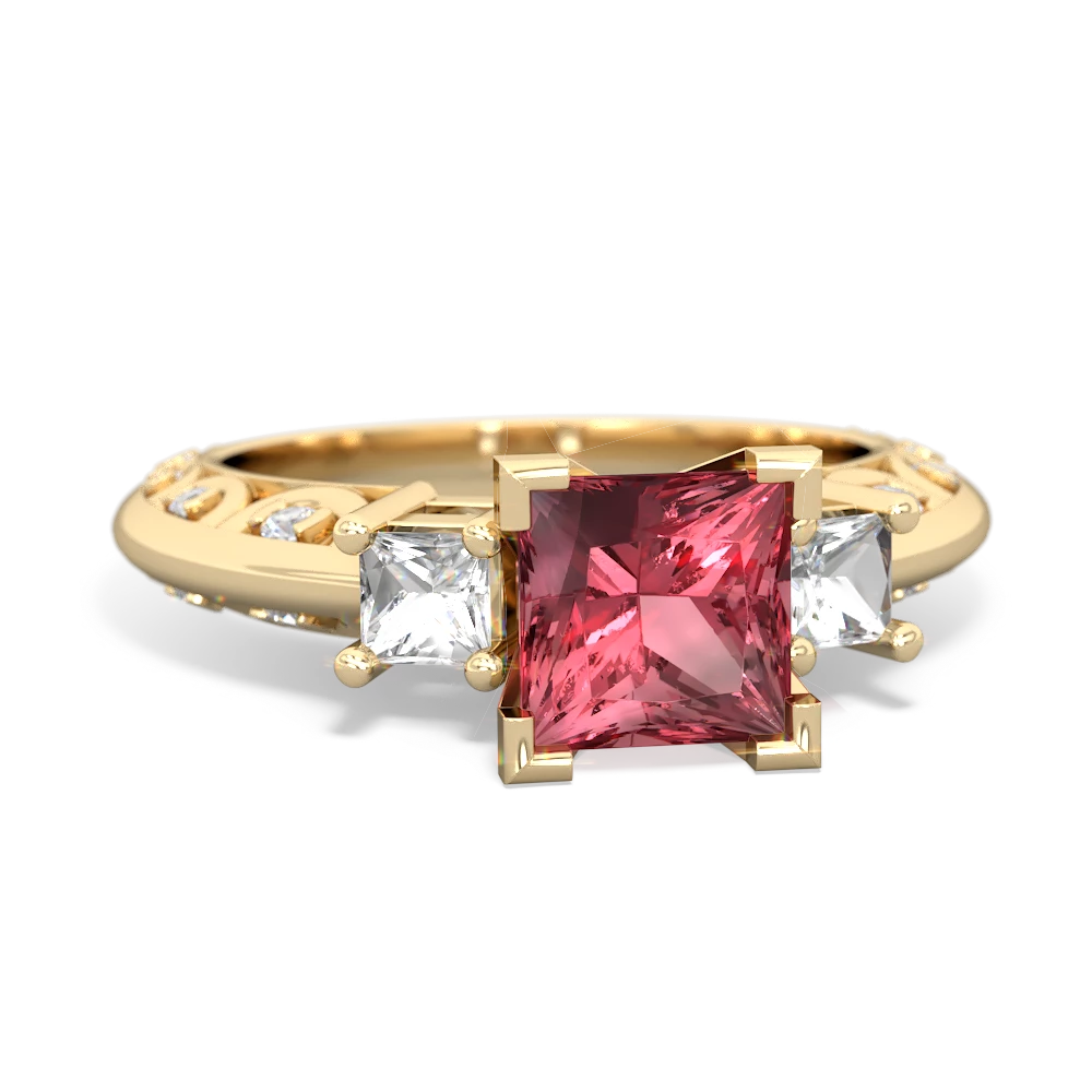 Pink Tourmaline Eternal Embrace Engagement 14K Yellow Gold ring C2001