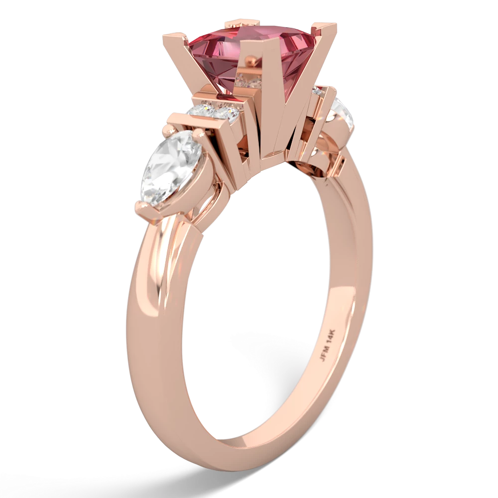 Pink Tourmaline 6Mm Princess Eternal Embrace Engagement 14K Rose Gold ring C2002