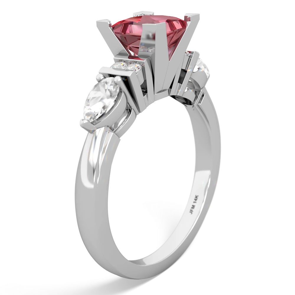 Pink Tourmaline 6Mm Princess Eternal Embrace Engagement 14K White Gold ring C2002