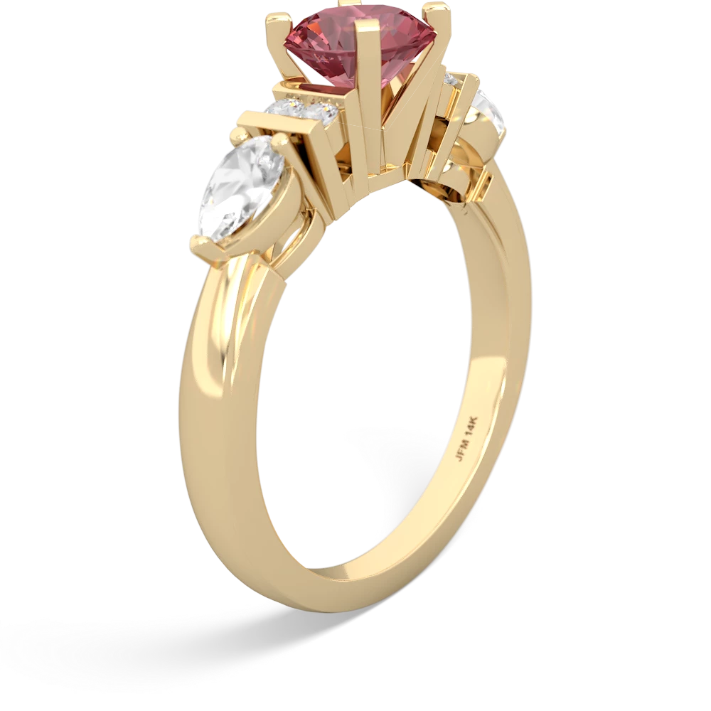 Pink Tourmaline 6Mm Round Eternal Embrace Engagement 14K Yellow Gold ring R2005