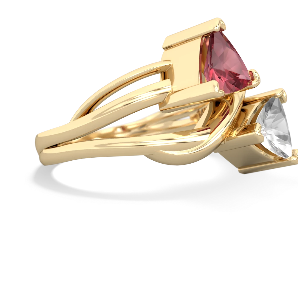 Pink Tourmaline Split Band Swirl 14K Yellow Gold ring R2341