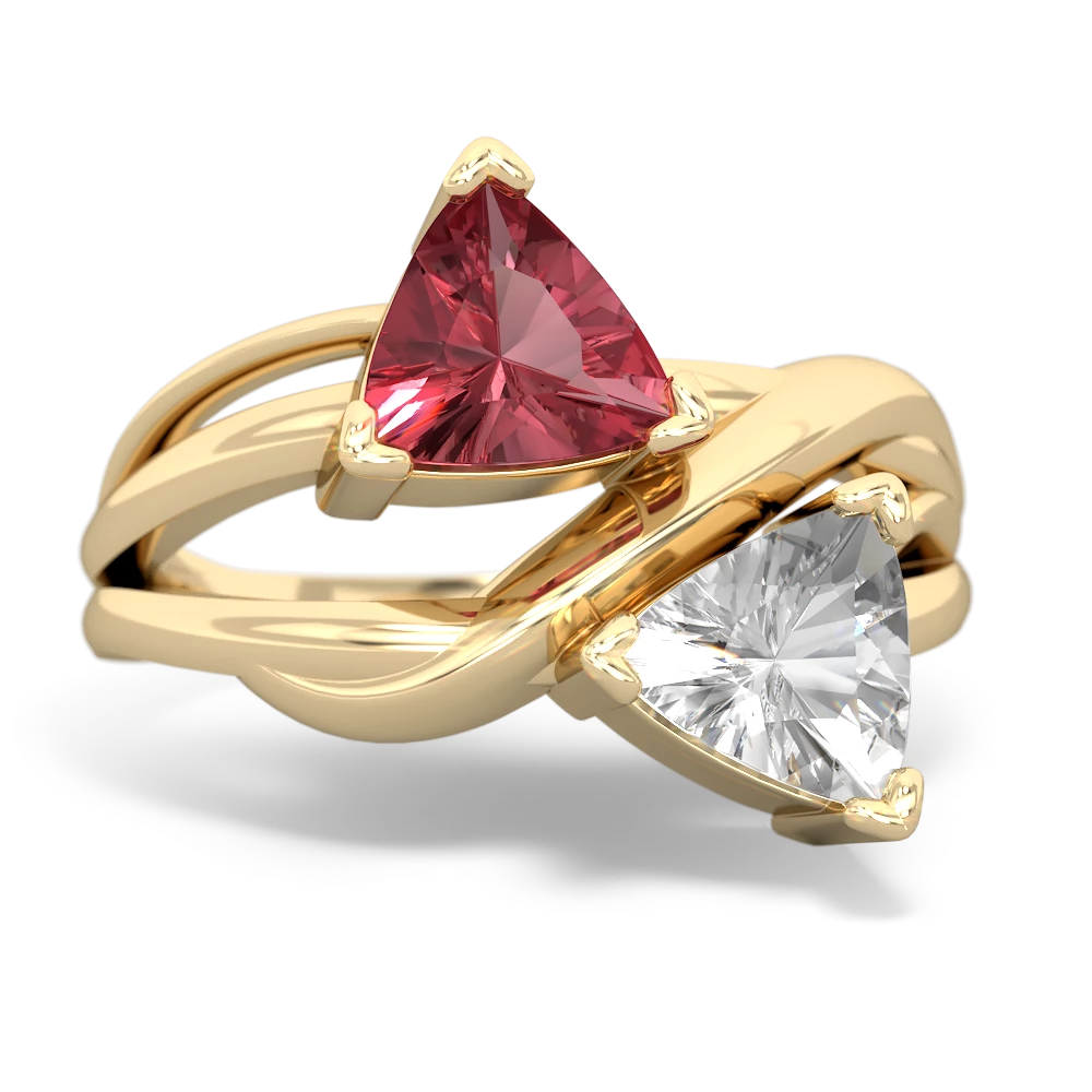 Pink Tourmaline Split Band Swirl 14K Yellow Gold ring R2341