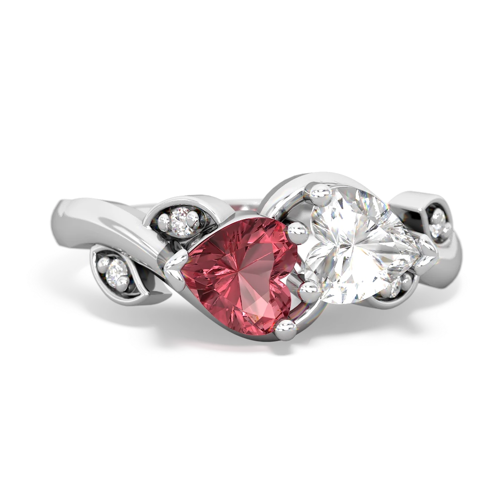 Pink Tourmaline Floral Elegance 14K White Gold ring R5790