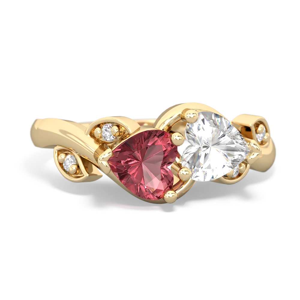 Pink Tourmaline Floral Elegance 14K Yellow Gold ring R5790