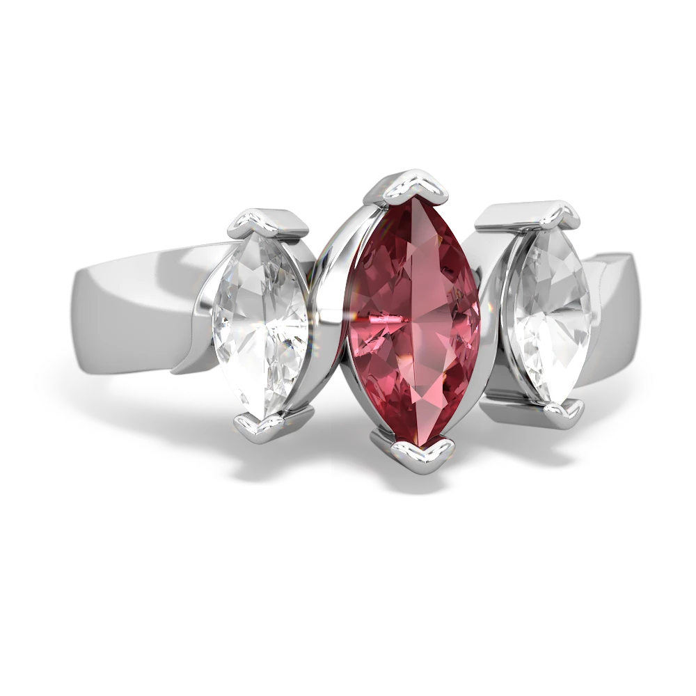 Pink Tourmaline Three Peeks 14K White Gold ring R2433