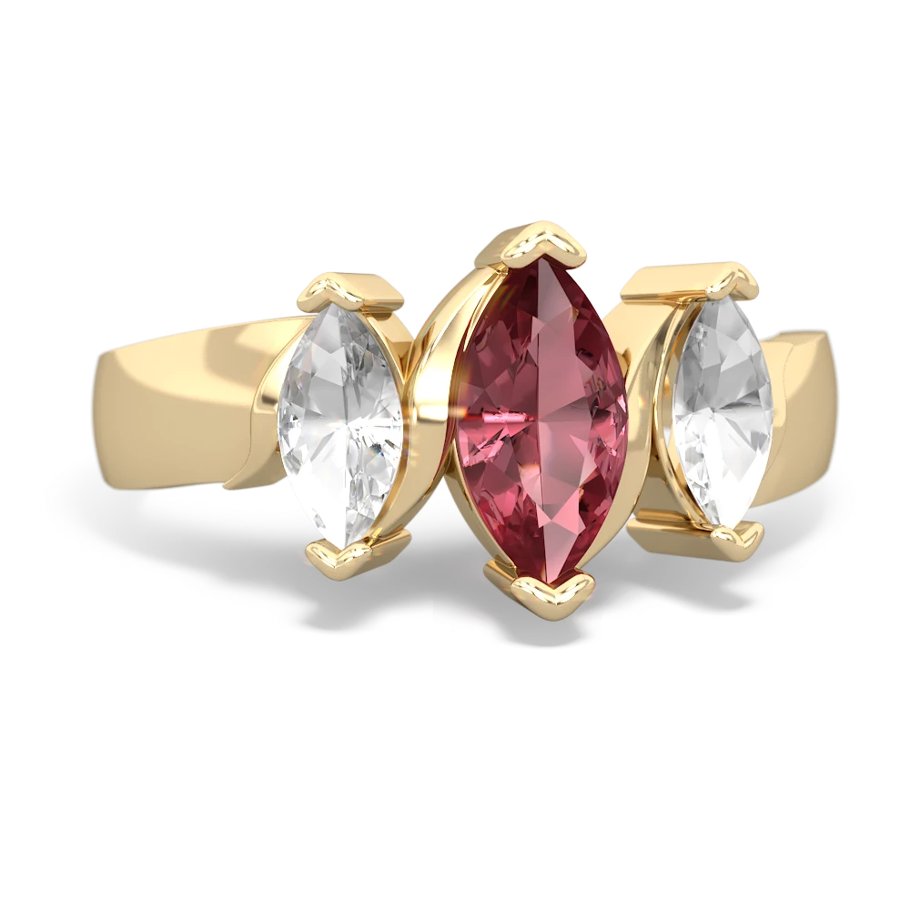 Pink Tourmaline Three Peeks 14K Yellow Gold ring R2433