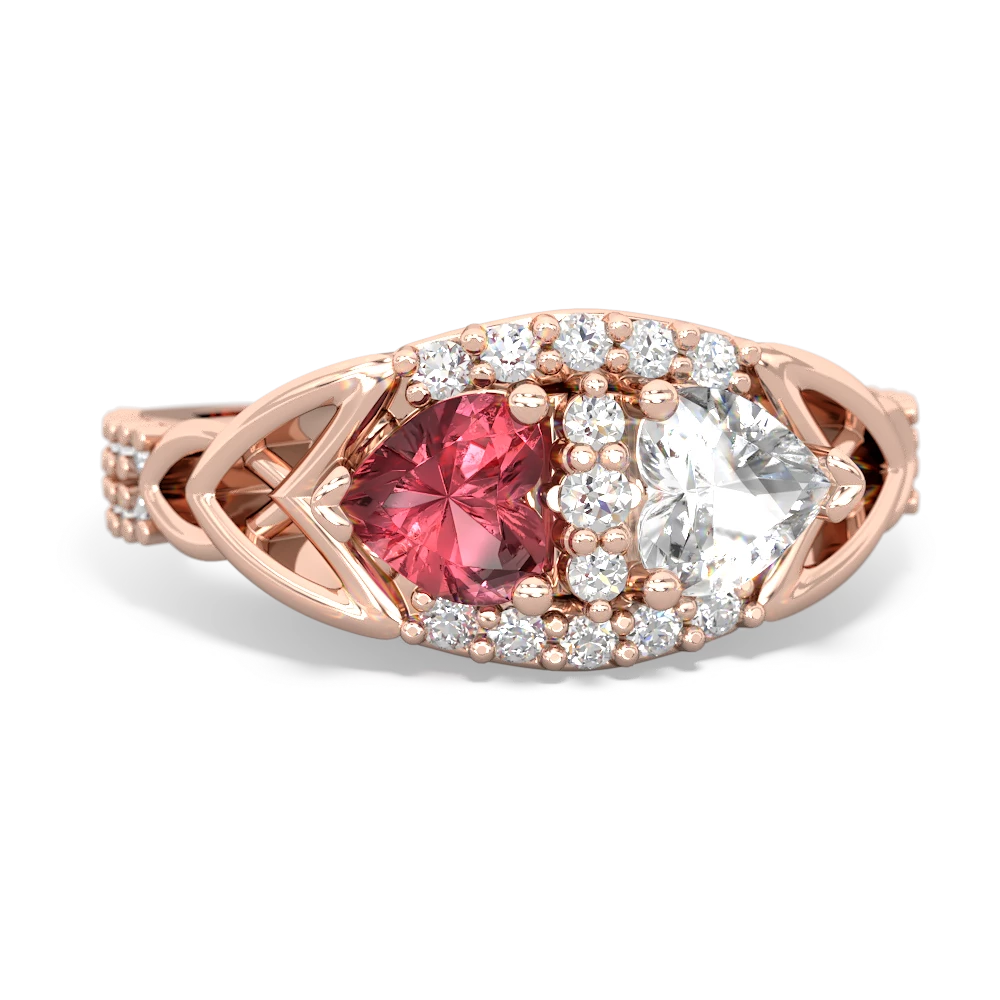 Pink Tourmaline Sparkling Celtic Knot 14K Rose Gold ring R2645