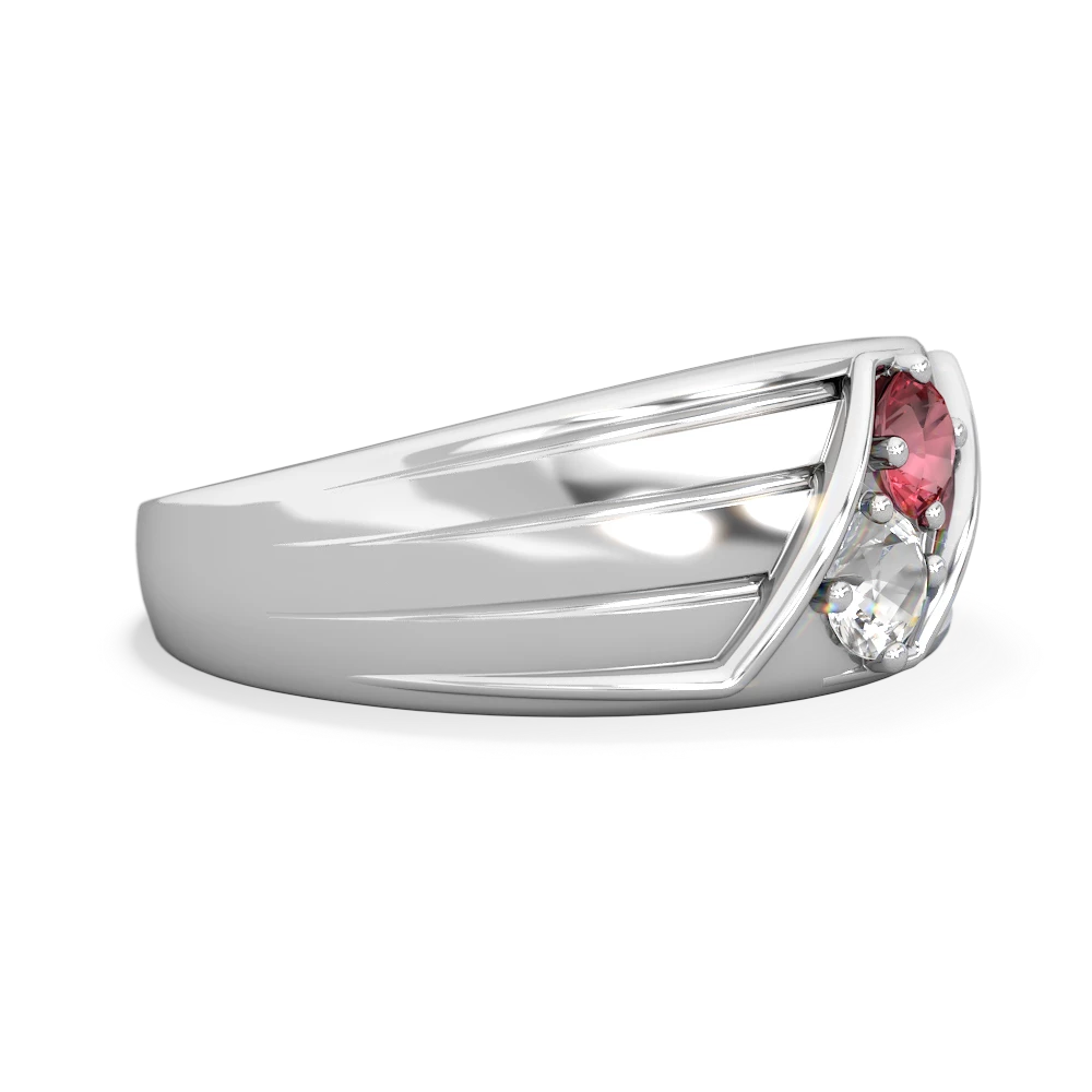 Pink Tourmaline Men's Streamline 14K White Gold ring R0460