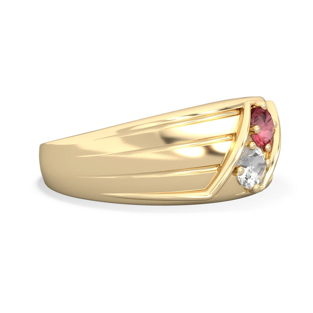 Pink Tourmaline Men's Streamline 14K Yellow Gold ring R0460