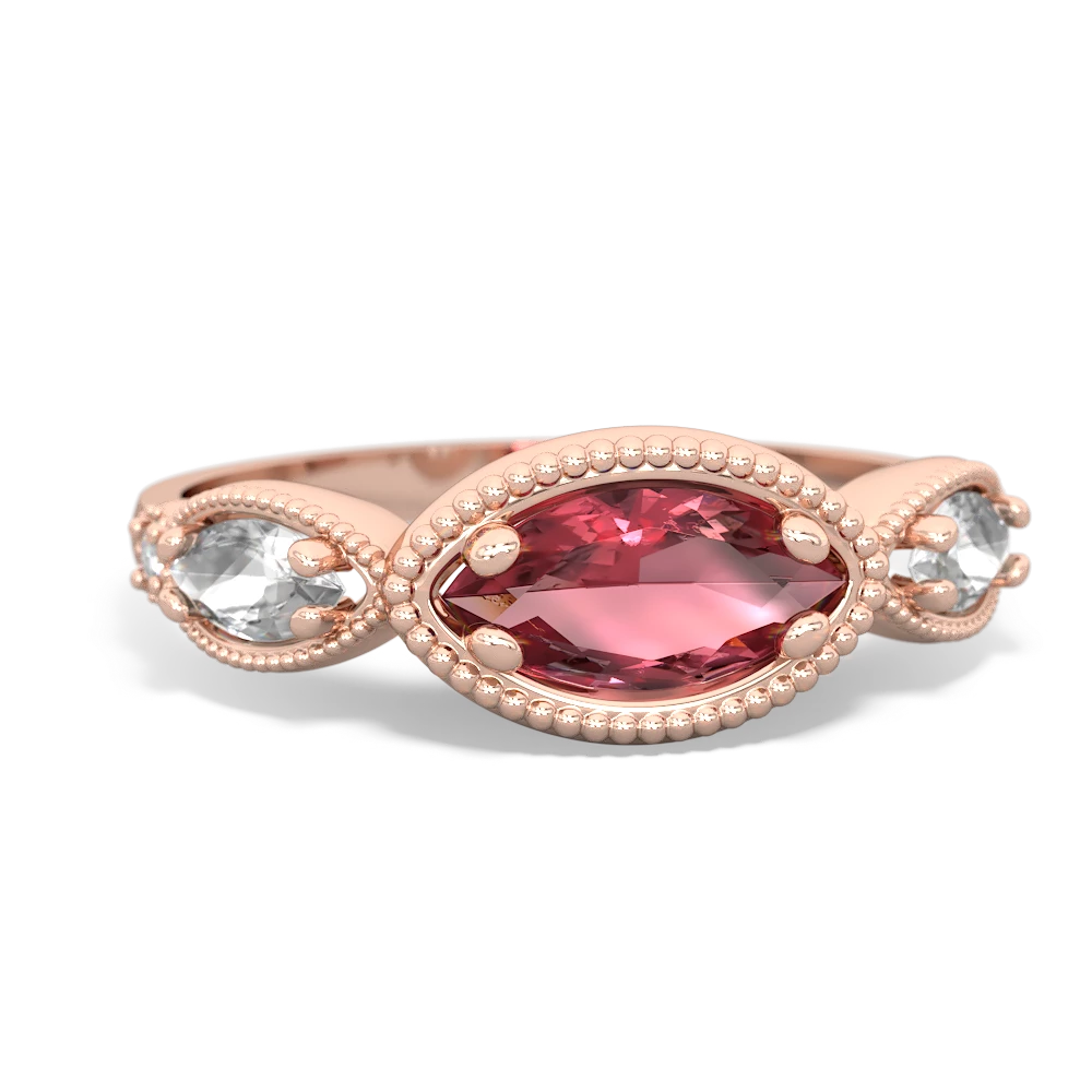 Pink Tourmaline Milgrain Marquise 14K Rose Gold ring R5700