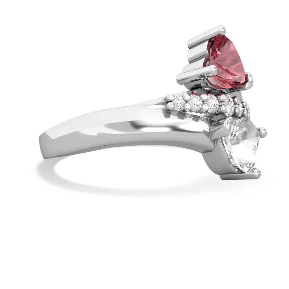 Pink Tourmaline Heart To Heart 14K White Gold ring R2064