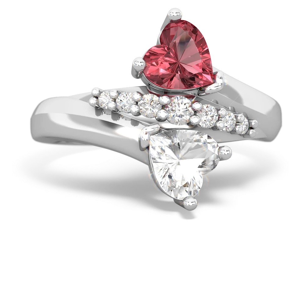 Pink Tourmaline Heart To Heart 14K White Gold ring R2064