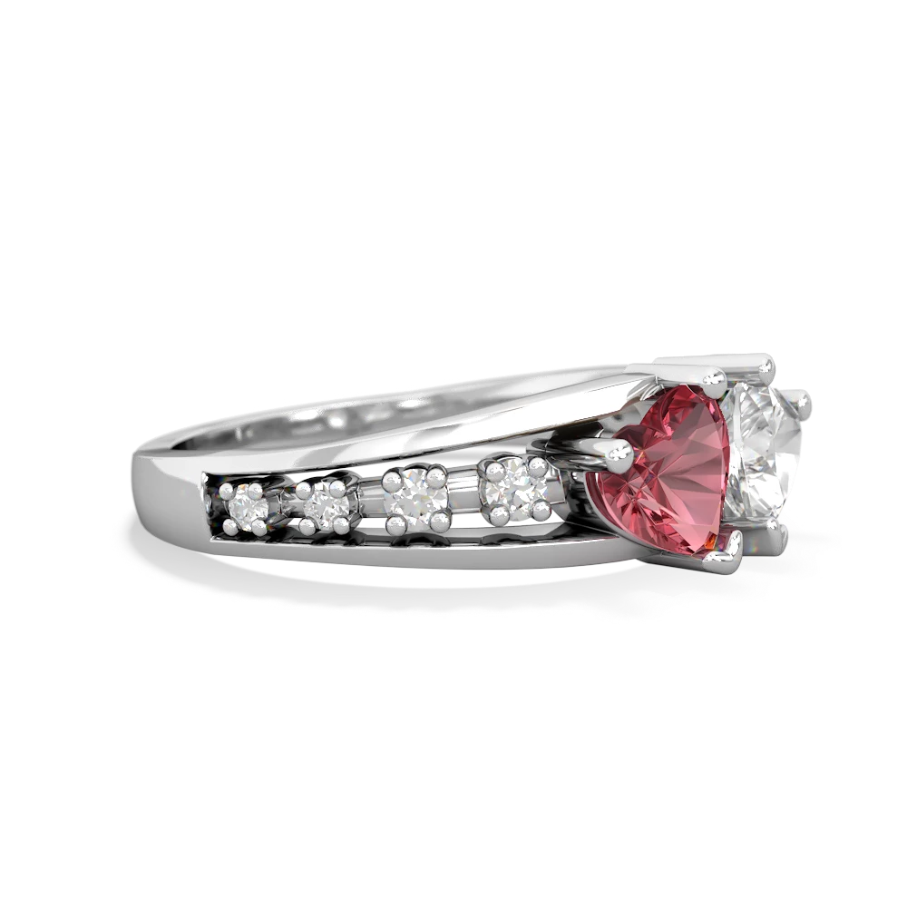 Pink Tourmaline Heart To Heart 14K White Gold ring R3342