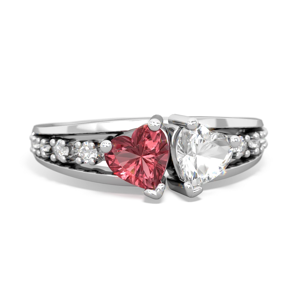 Pink Tourmaline Heart To Heart 14K White Gold ring R3342