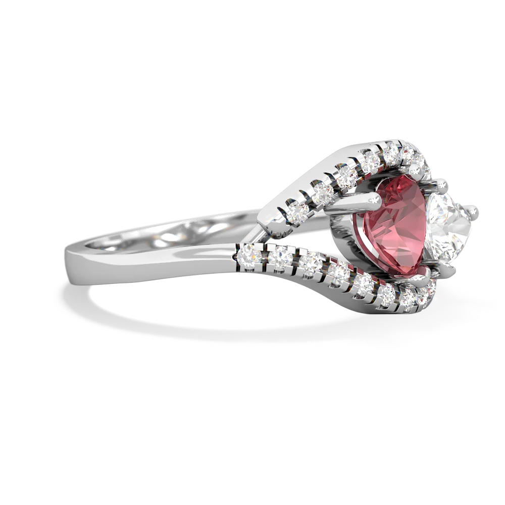 Pink Tourmaline Mother And Child 14K White Gold ring R3010