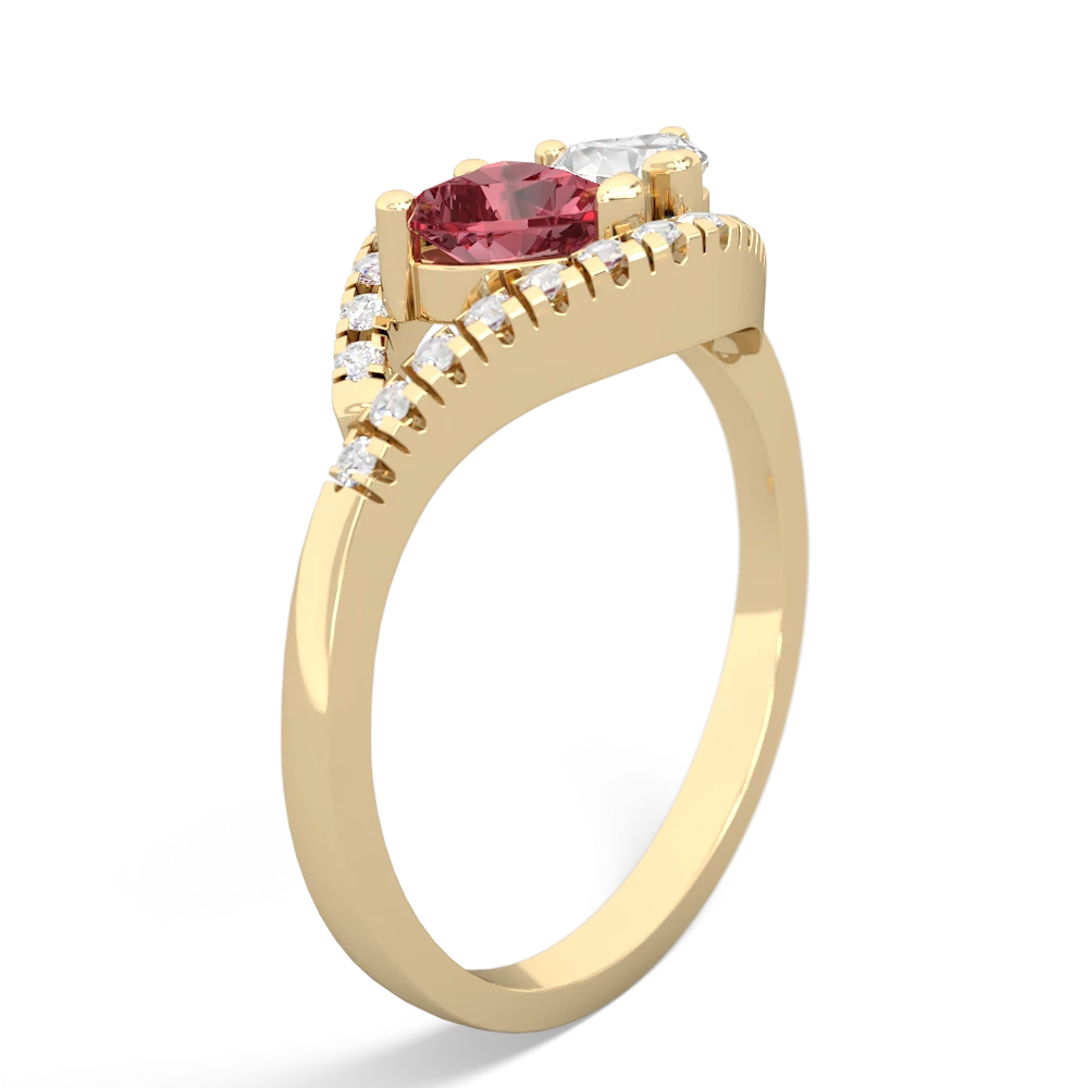 Pink Tourmaline Mother And Child 14K Yellow Gold ring R3010