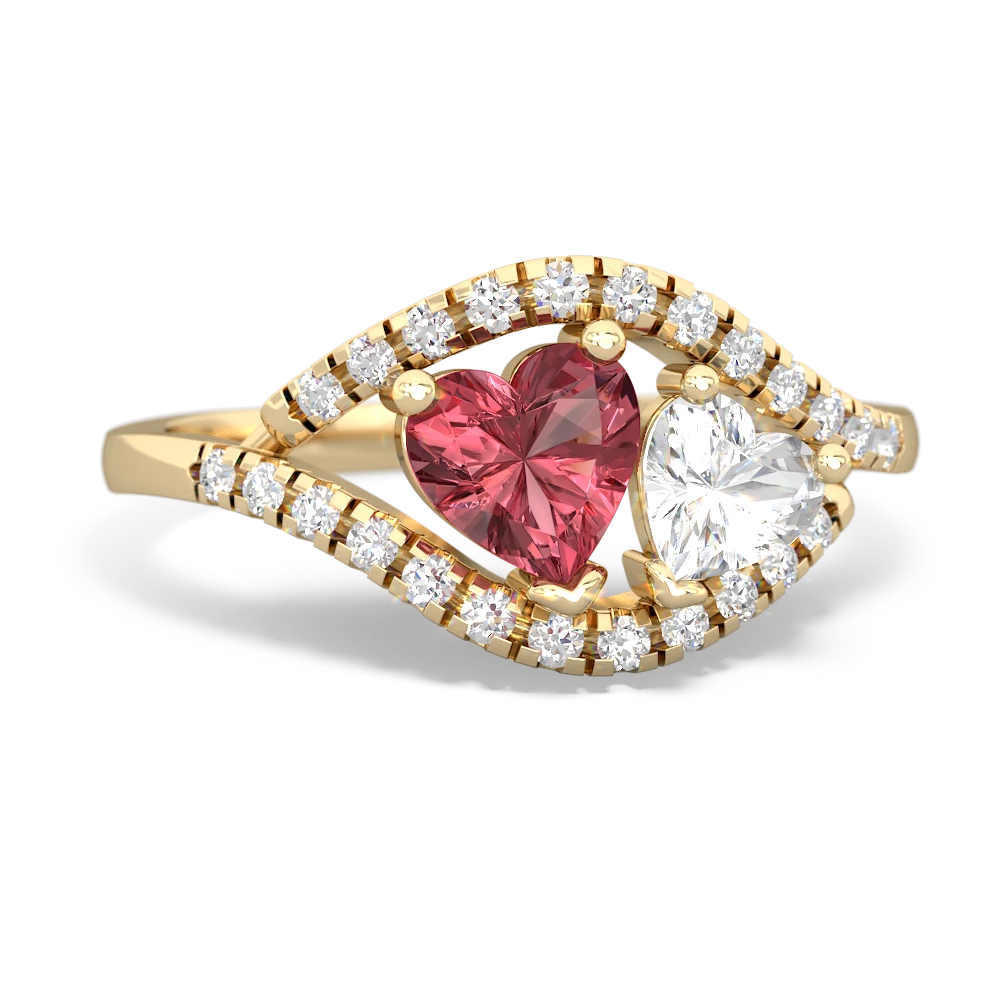 Pink Tourmaline Mother And Child 14K Yellow Gold ring R3010