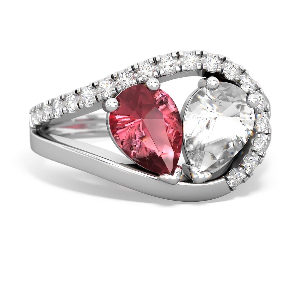 Pink Tourmaline Nestled Heart Keepsake 14K White Gold ring R5650