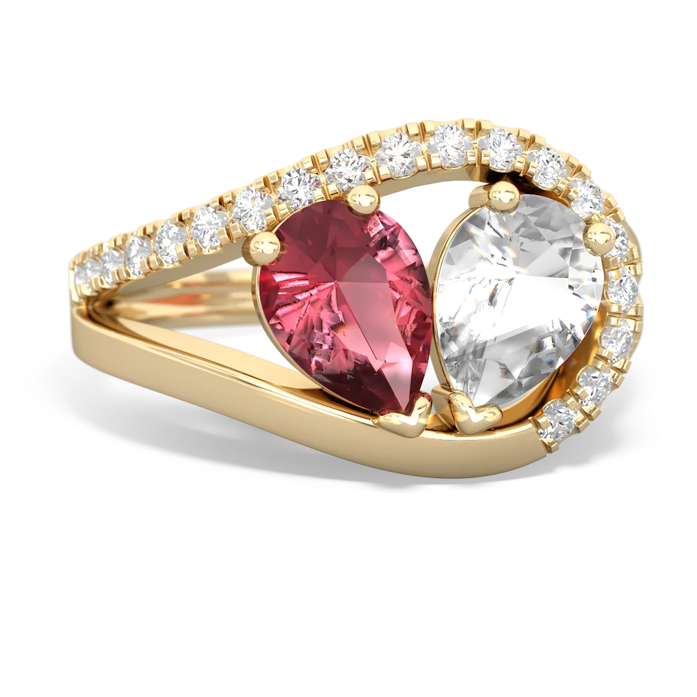 Pink Tourmaline Nestled Heart Keepsake 14K Yellow Gold ring R5650