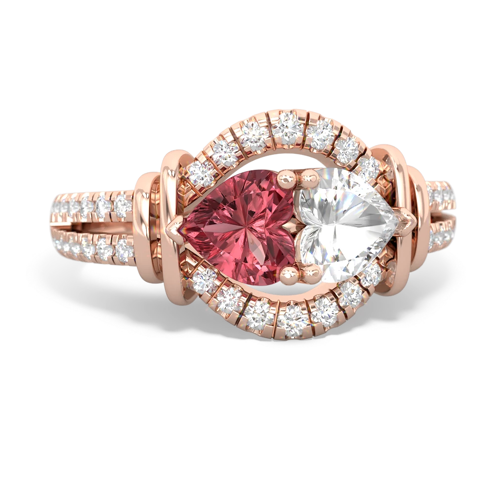 Pink Tourmaline Art-Deco Keepsake 14K Rose Gold ring R5630