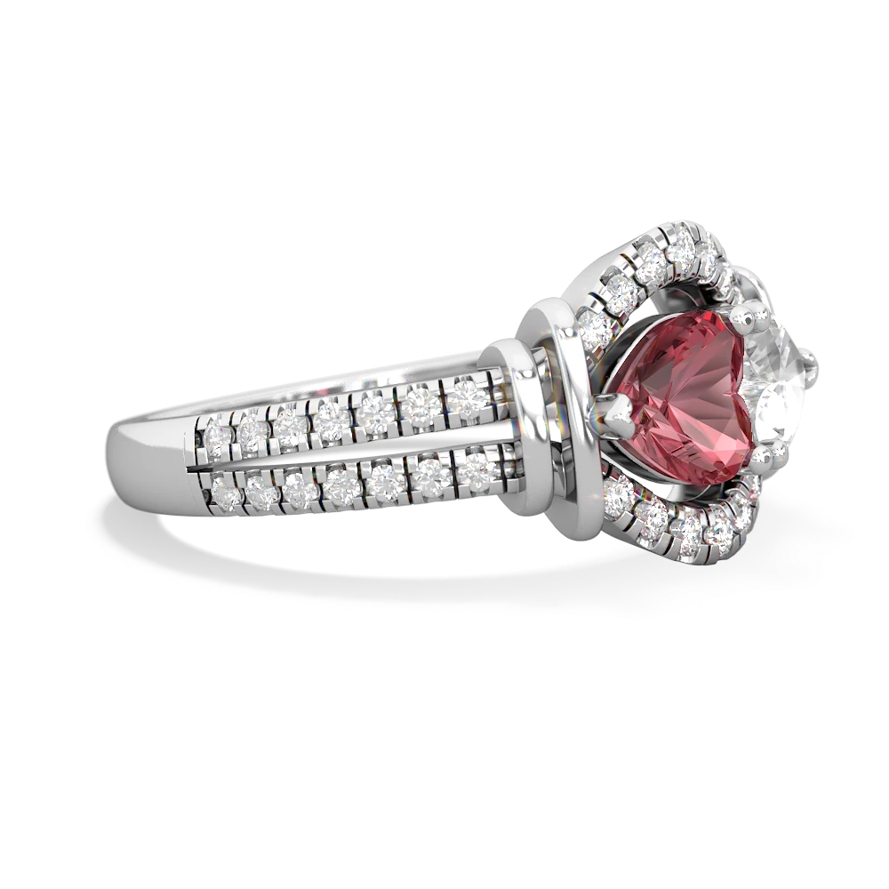 Pink Tourmaline Art-Deco Keepsake 14K White Gold ring R5630