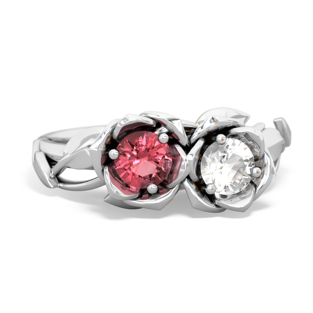 Pink Tourmaline Rose Garden 14K White Gold ring R5510