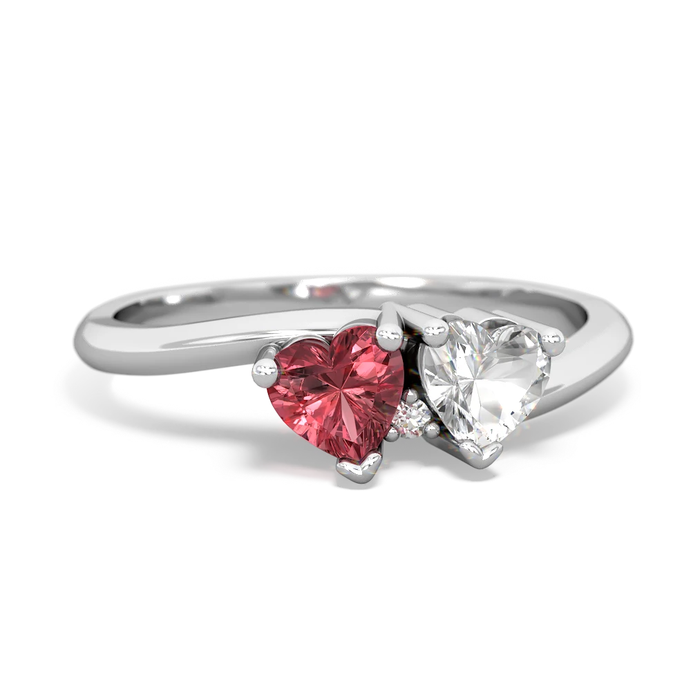 Pink Tourmaline Sweethearts 14K White Gold ring R5260