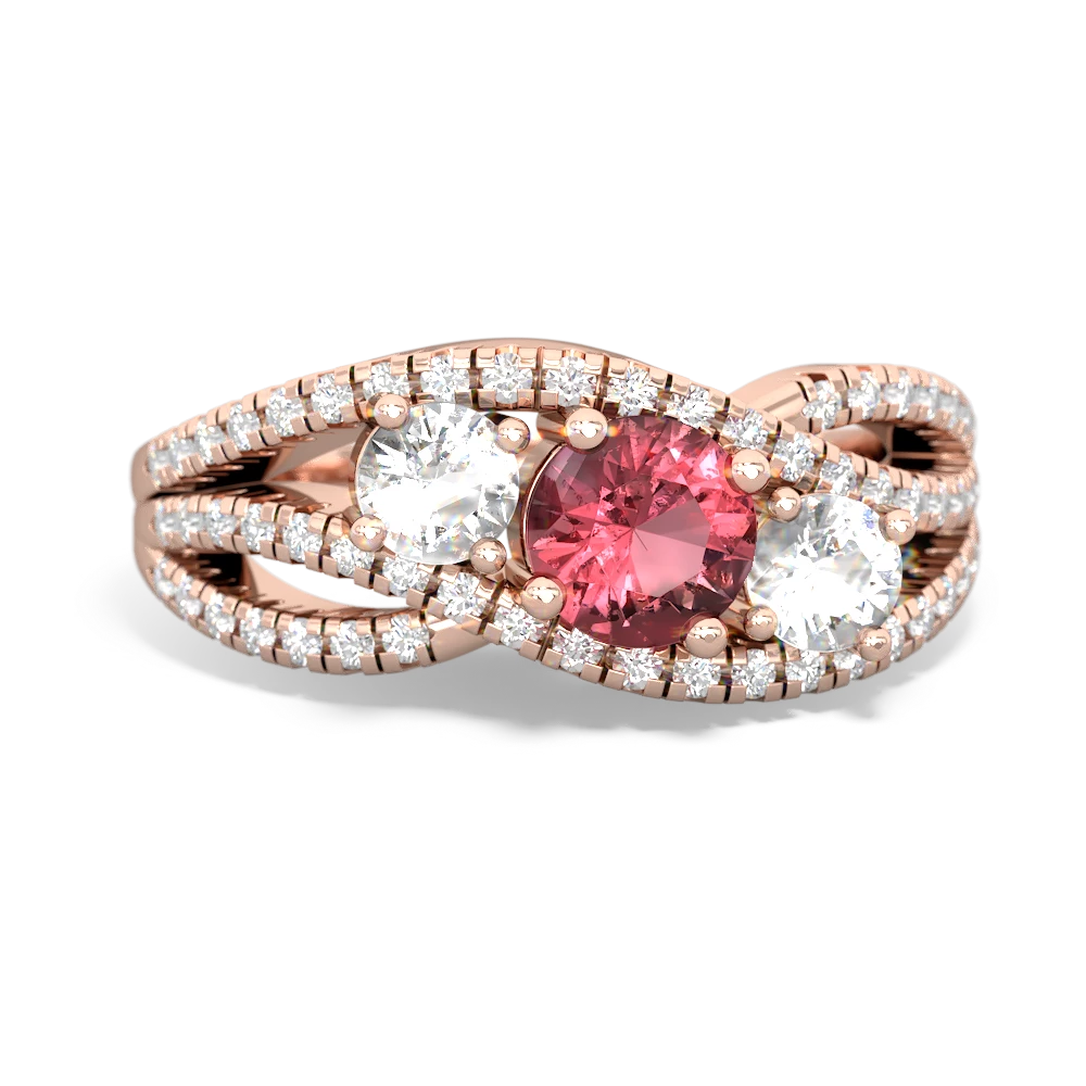 Pink Tourmaline Three Stone Aurora 14K Rose Gold ring R3080