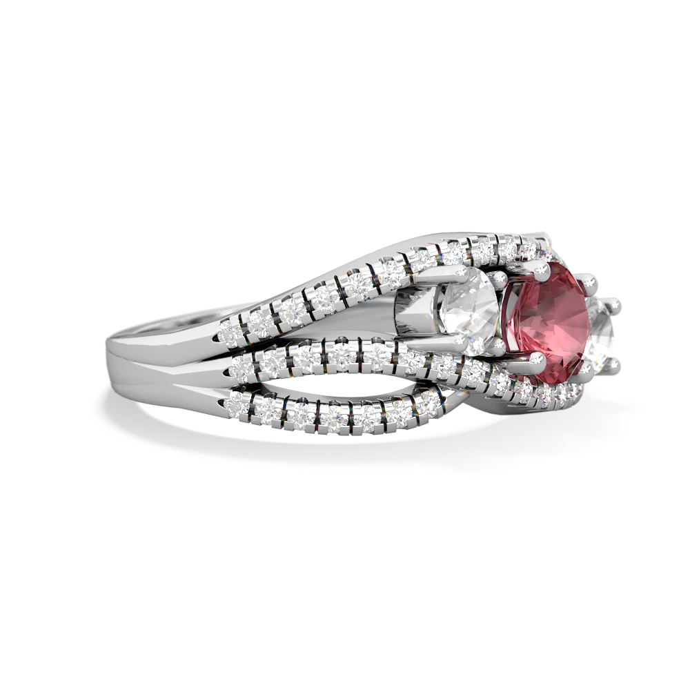 Pink Tourmaline Three Stone Aurora 14K White Gold ring R3080