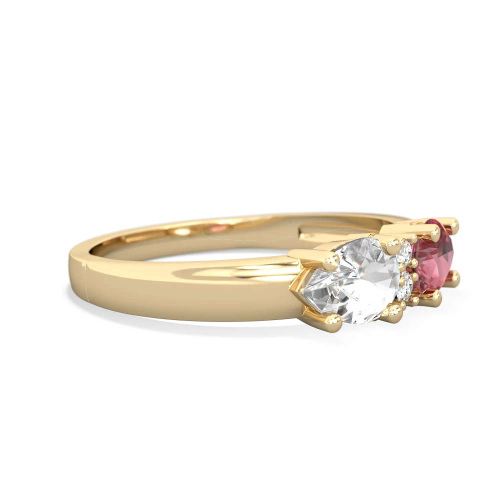 Pink Tourmaline Pear Bowtie 14K Yellow Gold ring R0865