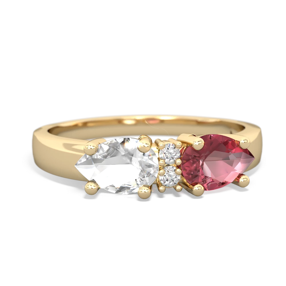 Pink Tourmaline Pear Bowtie 14K Yellow Gold ring R0865