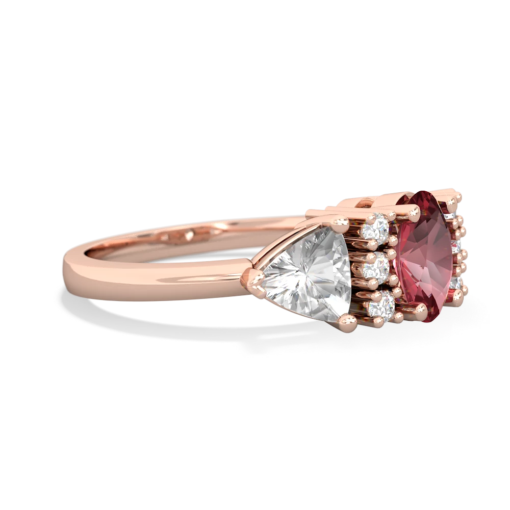 Pink Tourmaline Antique Style Three Stone 14K Rose Gold ring R2186