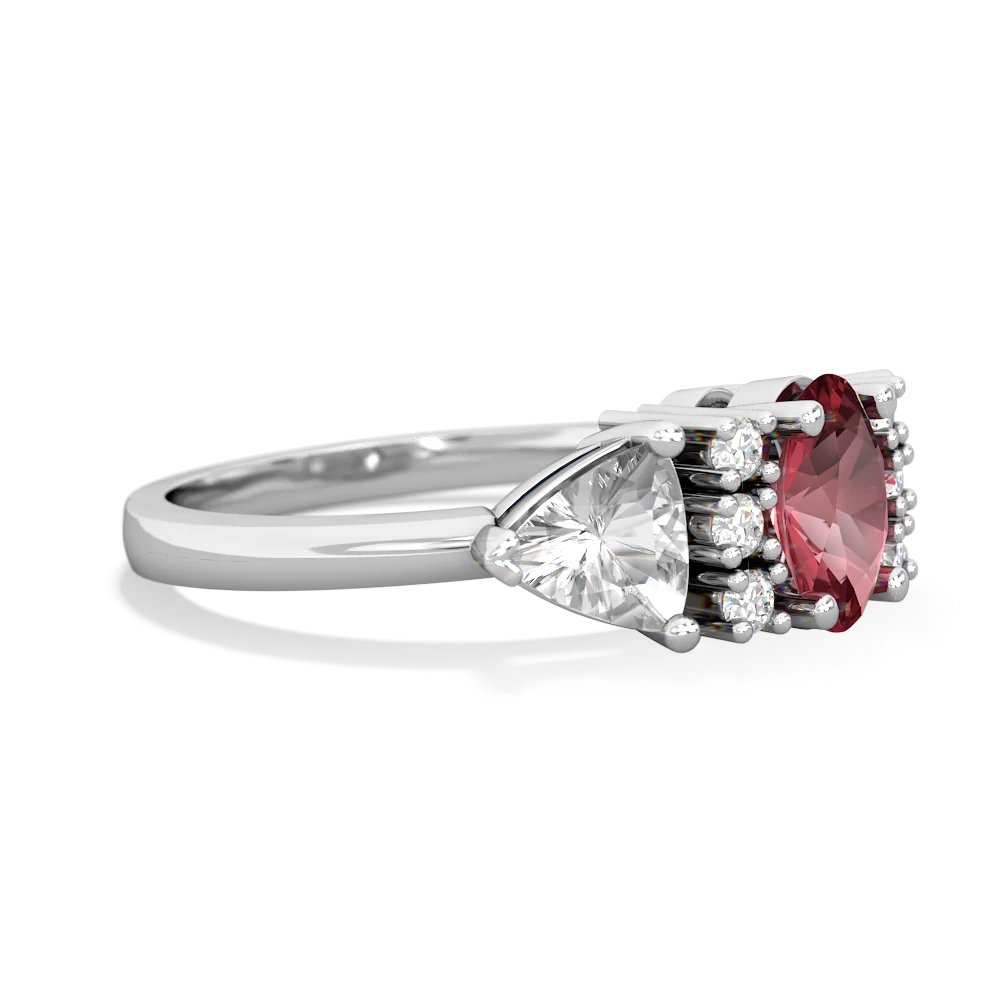 Pink Tourmaline Antique Style Three Stone 14K White Gold ring R2186