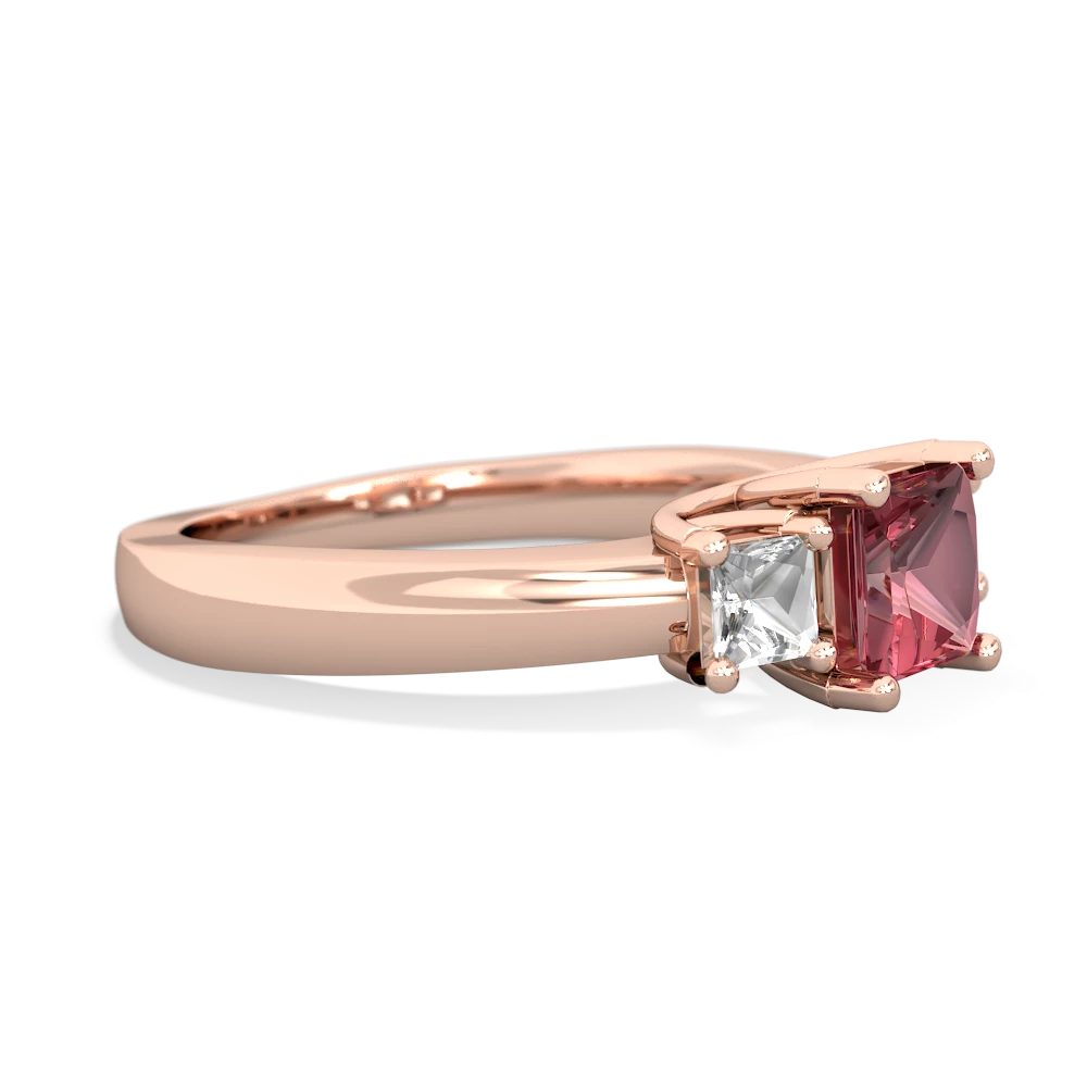 Pink Tourmaline Three Stone Trellis 14K Rose Gold ring R4015