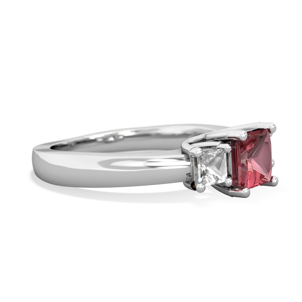 Pink Tourmaline Three Stone Trellis 14K White Gold ring R4015