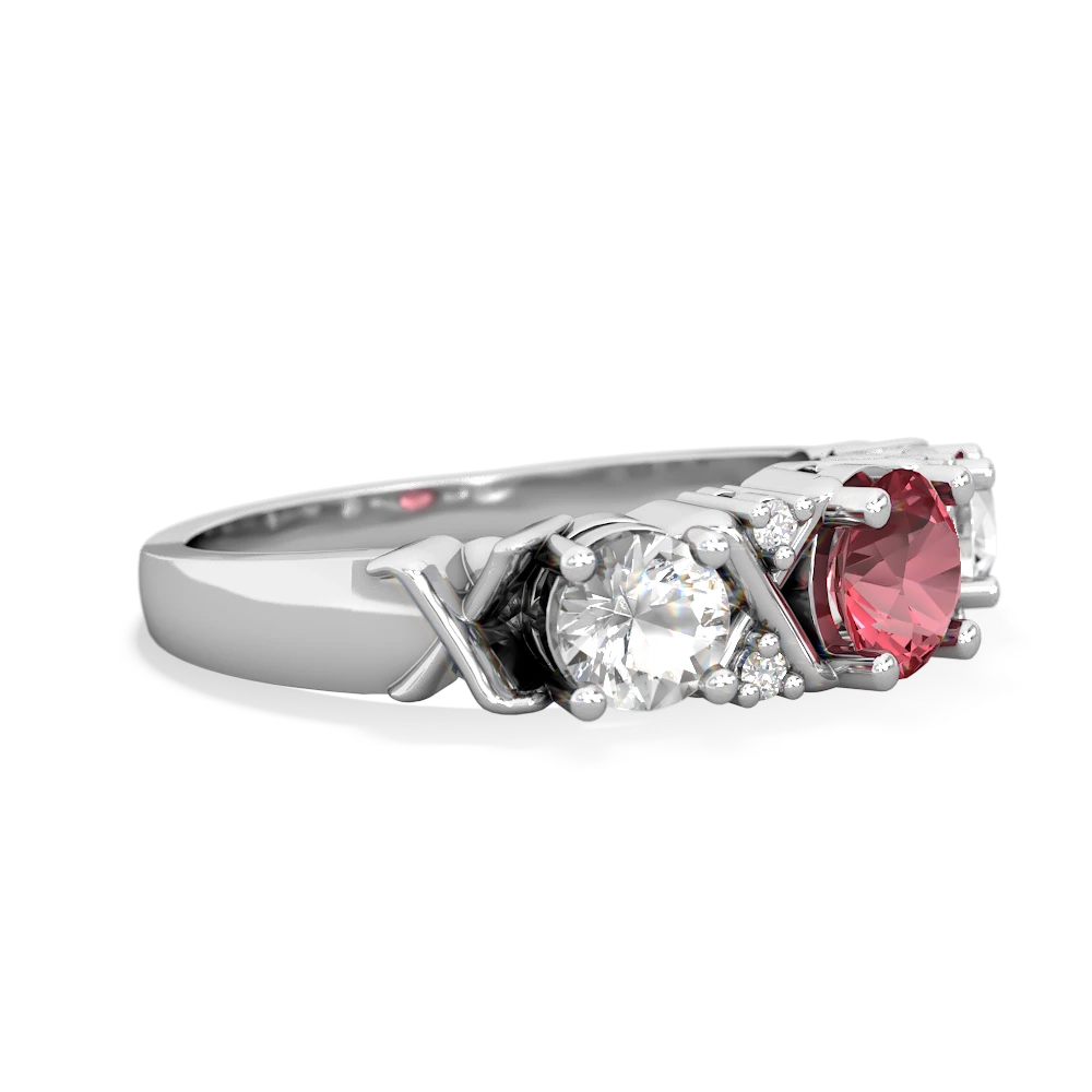 Pink Tourmaline Hugs And Kisses 14K White Gold ring R5016