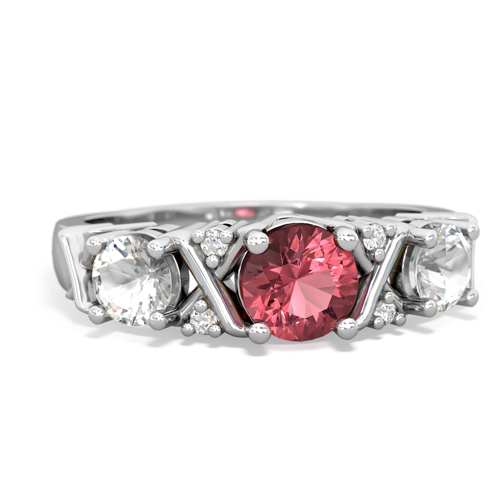 Pink Tourmaline Hugs And Kisses 14K White Gold ring R5016