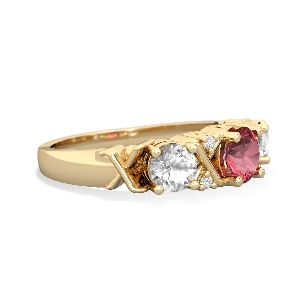 Pink Tourmaline Hugs And Kisses 14K Yellow Gold ring R5016