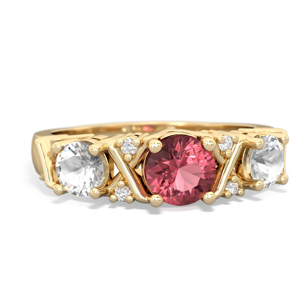 Pink Tourmaline Hugs And Kisses 14K Yellow Gold ring R5016