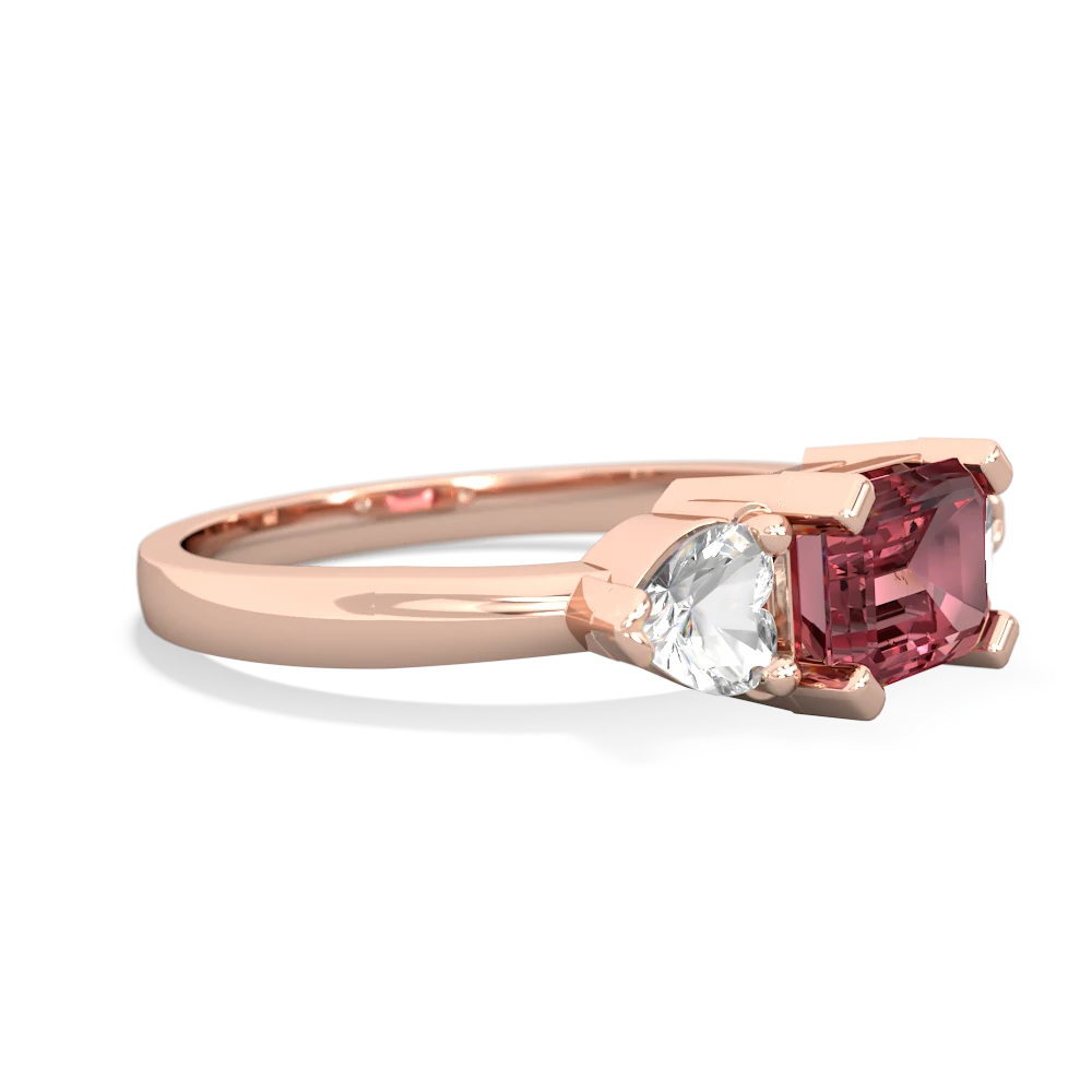 Pink Tourmaline Three Stone 14K Rose Gold ring R5235