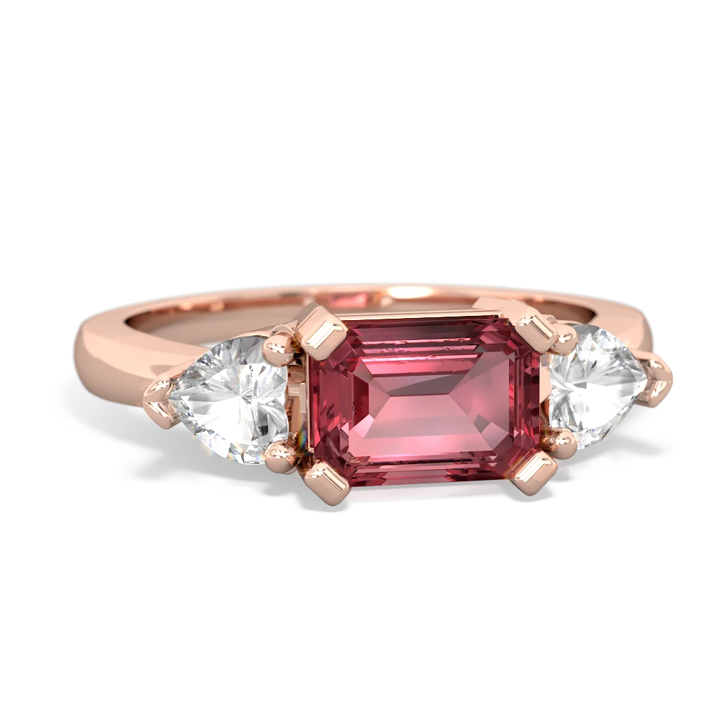 Pink Tourmaline Three Stone 14K Rose Gold ring R5235