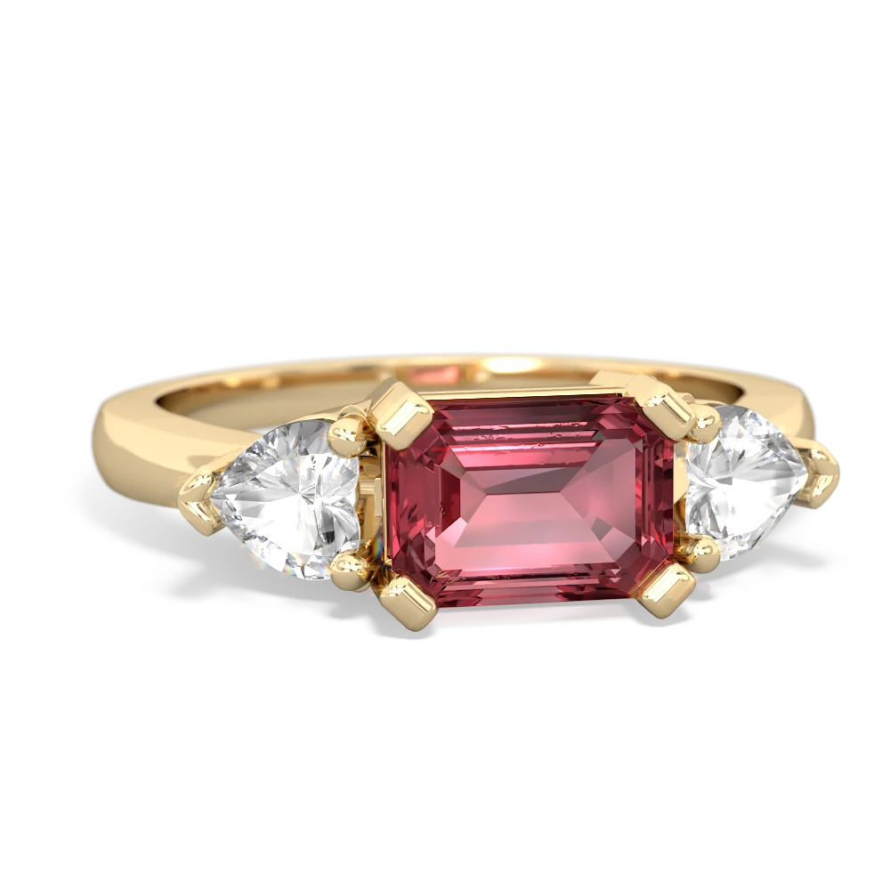 Pink Tourmaline Three Stone 14K Yellow Gold ring R5235