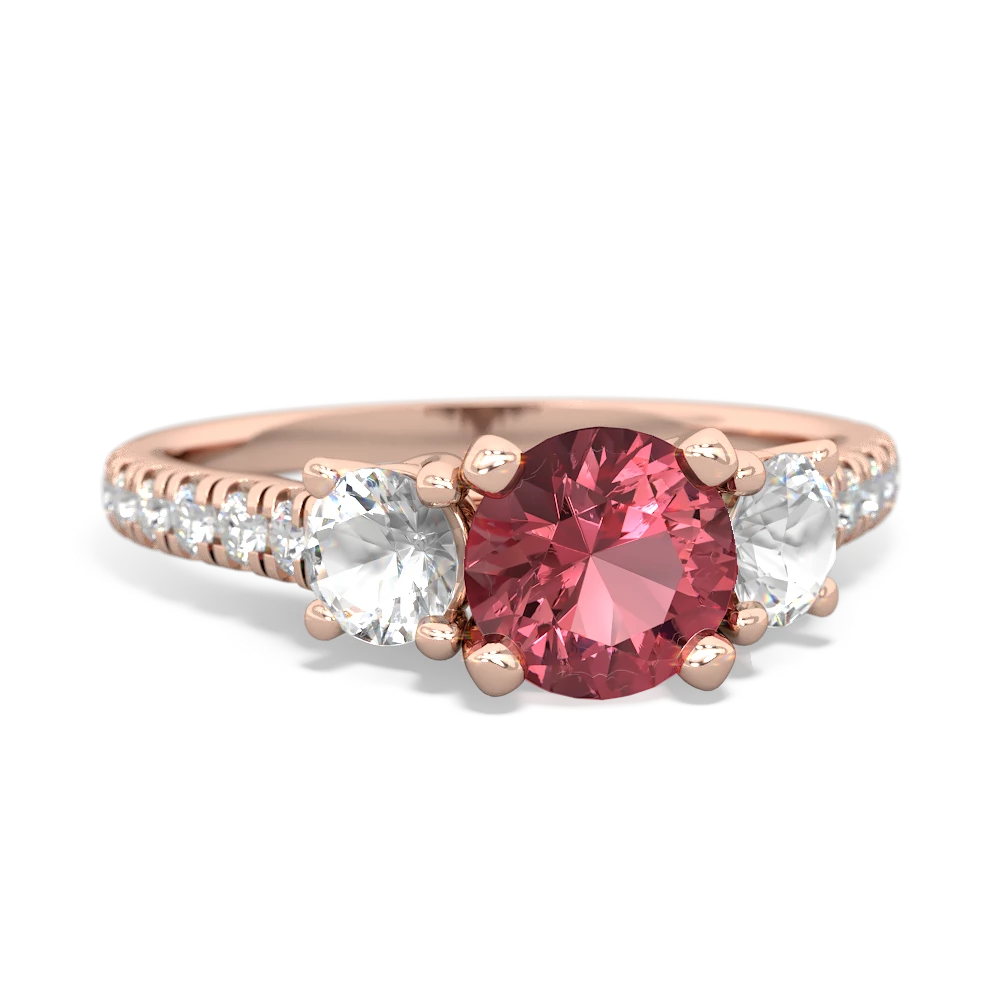 Pink Tourmaline Pave Trellis 14K Rose Gold ring R5500
