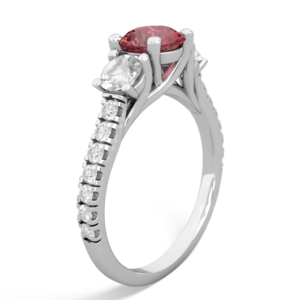 Pink Tourmaline Pave Trellis 14K White Gold ring R5500